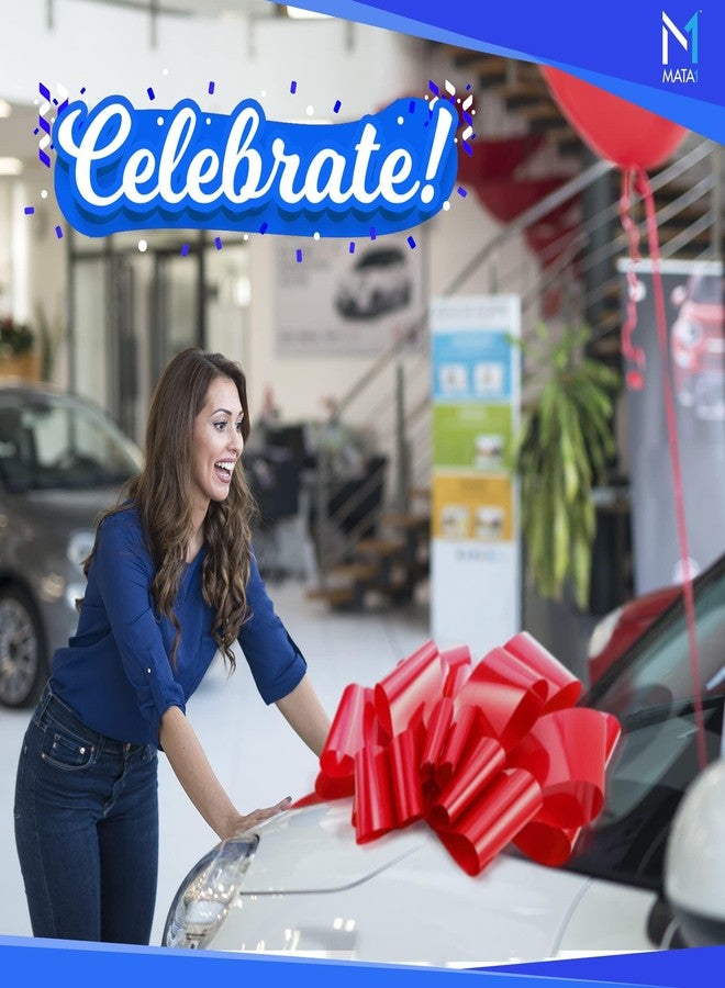 Mata1-USA - Huge Car Bow - Red, 30 Inch - Big Gift Wrapping Bow for Large Gift Decoration - Giant Size for Indoor & Outdoor Use - 12 Loops & 2 Suction Cups - No Magnets That Scratch - Image 3
